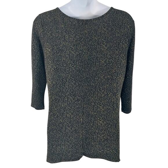 NWOT! LA VANYA! FAB BLACK AND SILVER METALLIC STRETCH KNIT, JEWELED TUNIC! SZ 2X - Picture 6 of 9